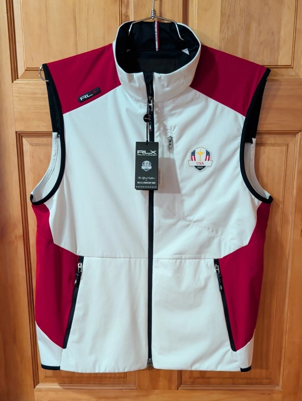 RLX Ralph Lauren USA 2025 Ryder Cup Golf Vest Men's M Full Zip White Red Blue